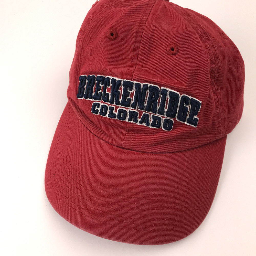 Breckenridge Colorado Red Cotton Hat Blue 3d bubble embroidery letters